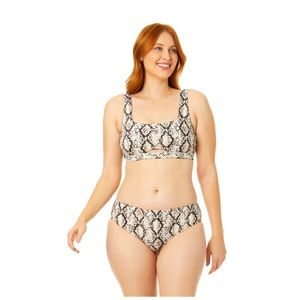 Time and tru pique snake print 2 pc cut out top & mid rise bikini bottoms